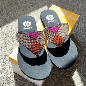 Yellow box Sam Fuschia Multi Rhinestone Sandals